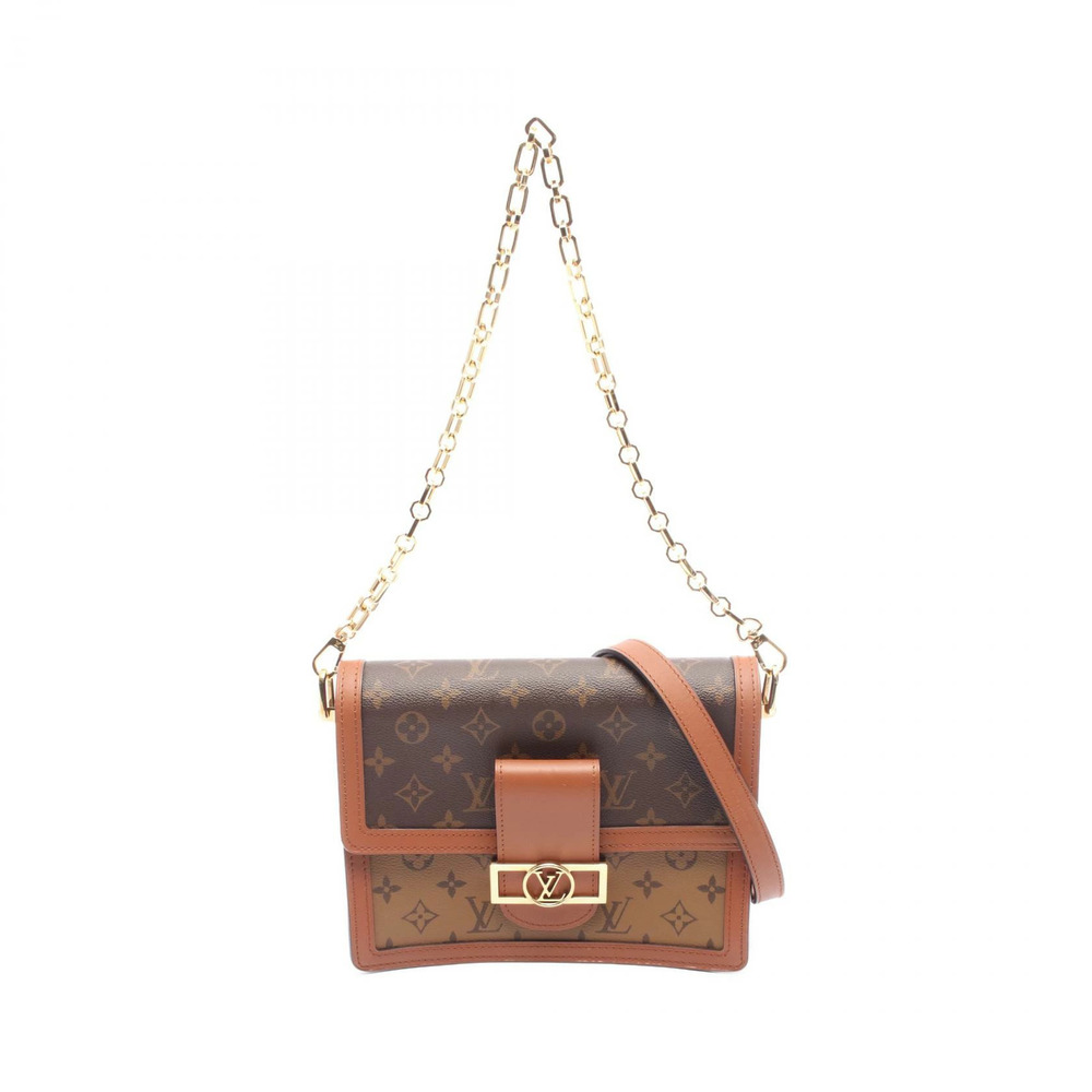 Louis Vuitton Dauphine Monogram Reverse Shoulder Bag Canvas Leather Brown